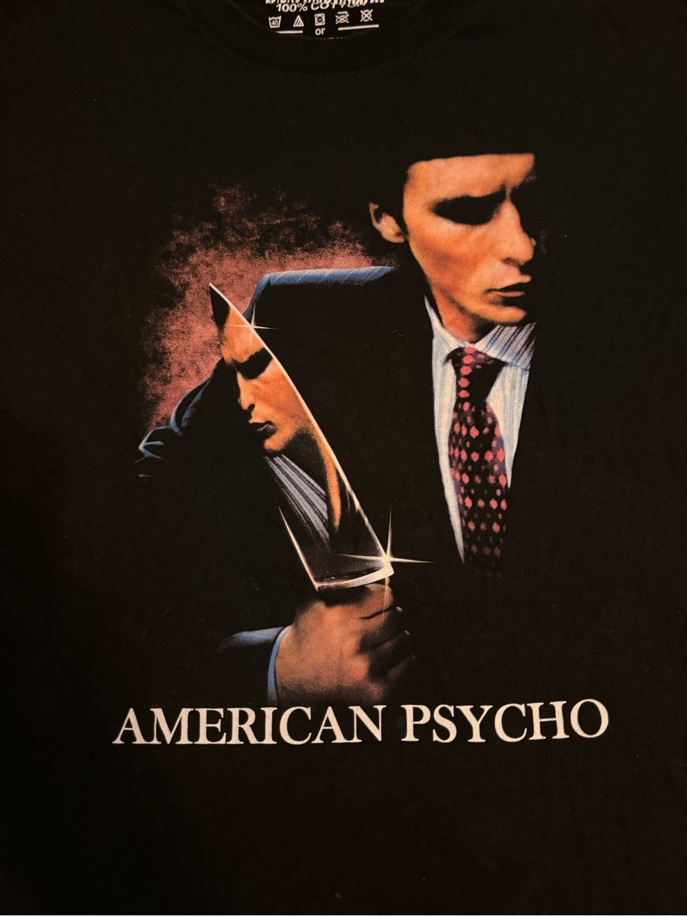 American Psycho Black Graphic Men's Cotton Tee with Portrait Print - Picture 4 of 5